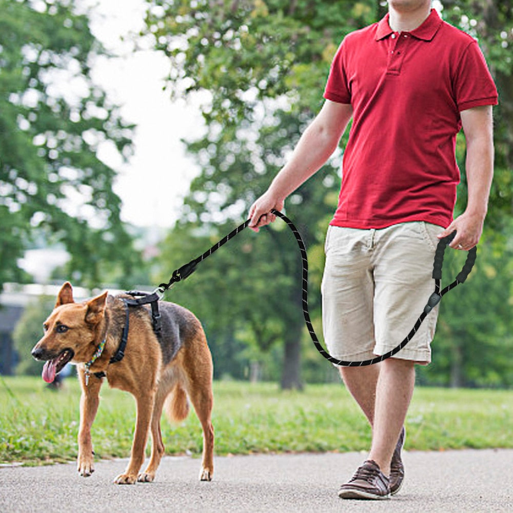 Reflective Large Dog Leash Nylon Rope Pet RunninrailGuard™ Reflective Dog Leash – Heavy Duty Nylon Rope Leash for Medium & Large Dogs (5ft)