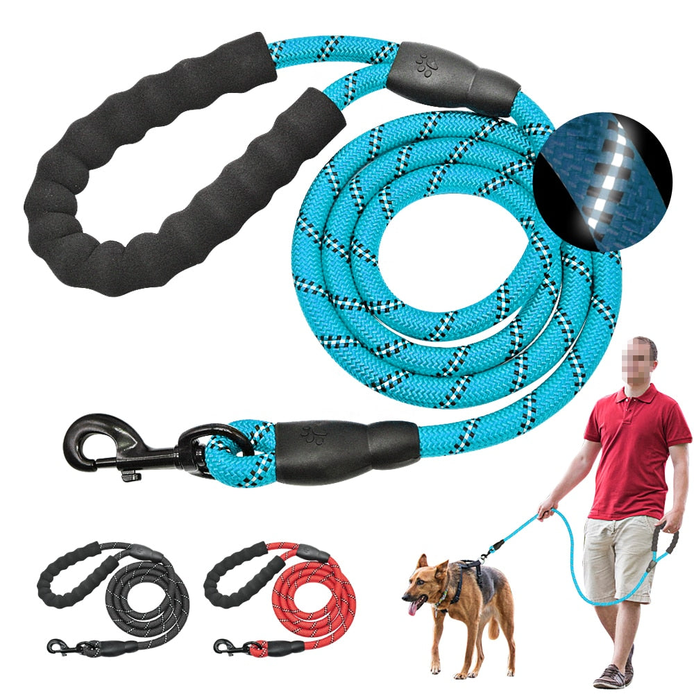 Reflective Large Dog Leash Nylon Rope Pet RunninrailGuard™ Reflective Dog Leash – Heavy Duty Nylon Rope Leash for Medium & Large Dogs (5ft)