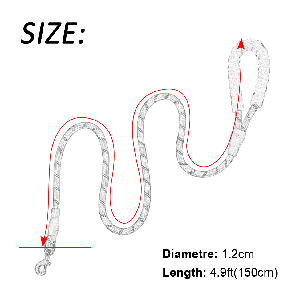 Reflective Large Dog Leash Nylon Rope Pet RunninrailGuard™ Reflective Dog Leash – Heavy Duty Nylon Rope Leash for Medium & Large Dogs (5ft)