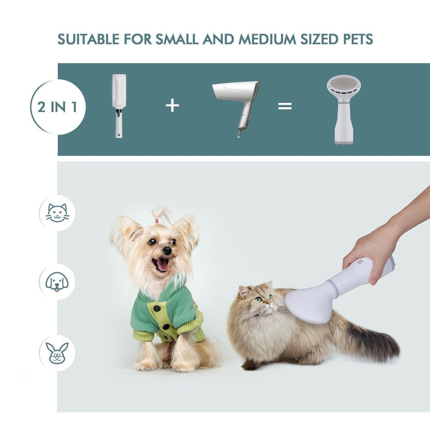 GroomFlow™ 2-in-1 Pet Hair Dryer & Slicker Brush – Blow Dry + Groom in One Tool